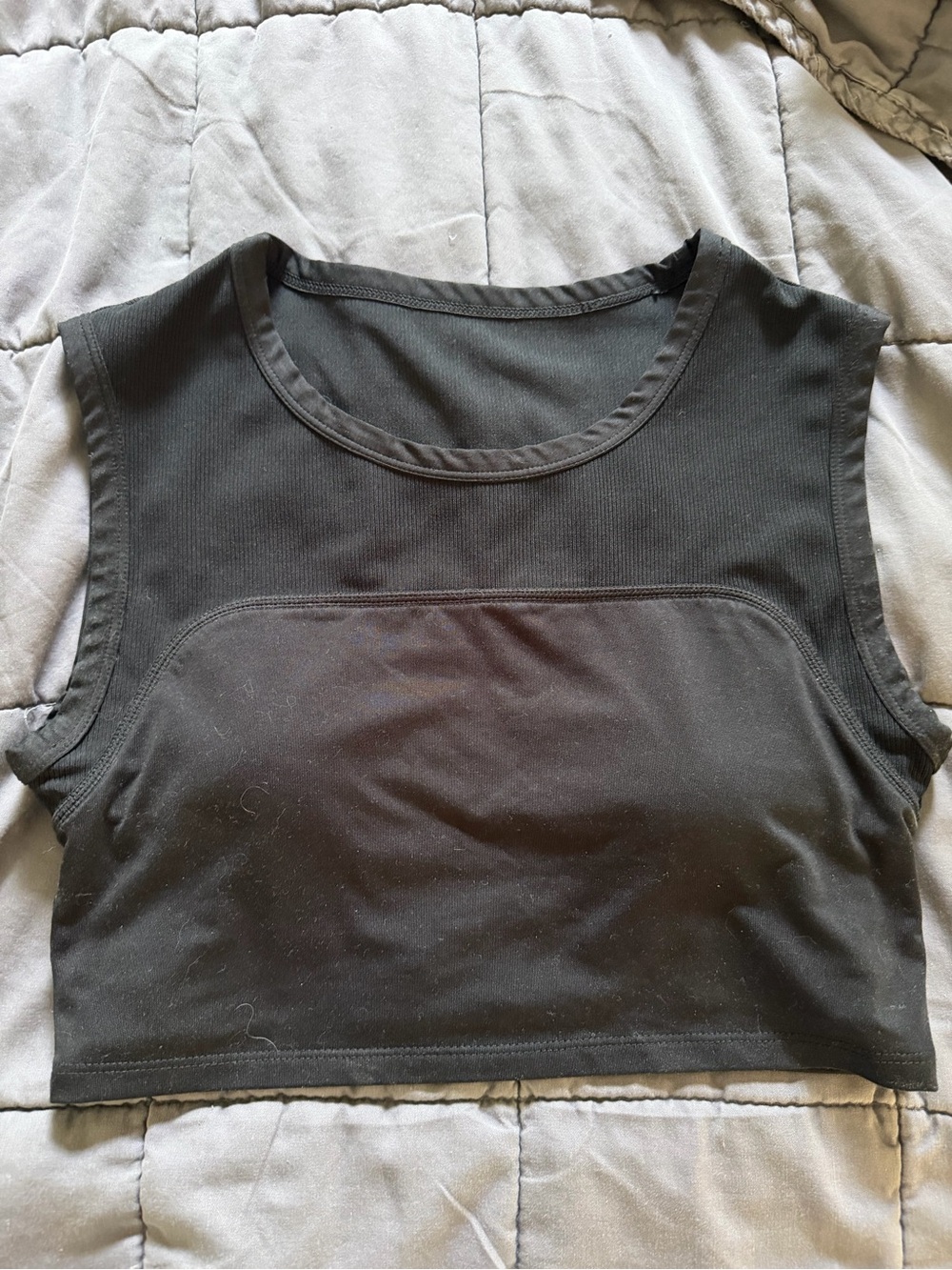 Fabletics Black Sleeveless Crop Sports Bra Tank